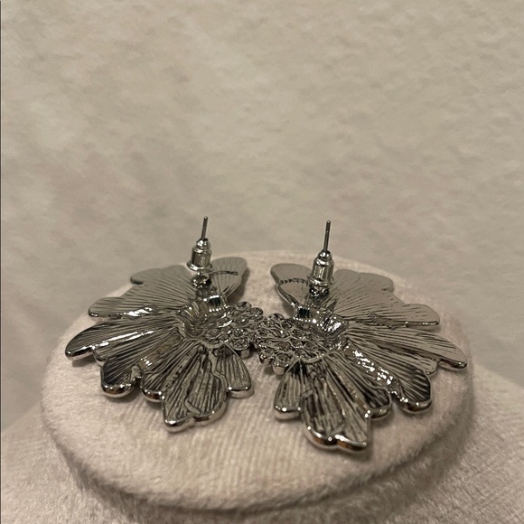 Silver Floral Earrings - Picture 2 of 4